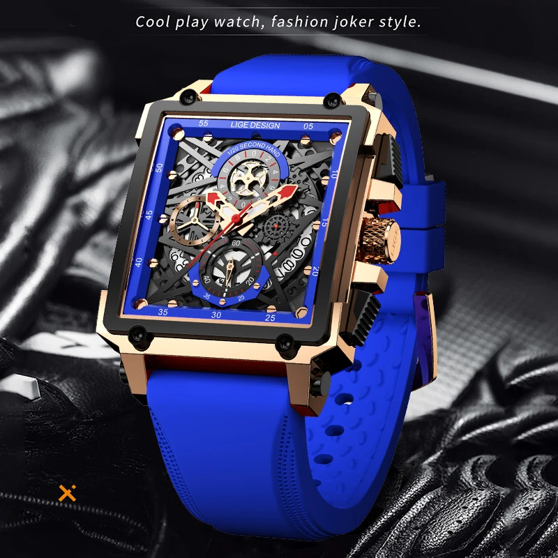 LIGE Men's Sports Chronograph  - Silicone Band Replacement 评论和价格