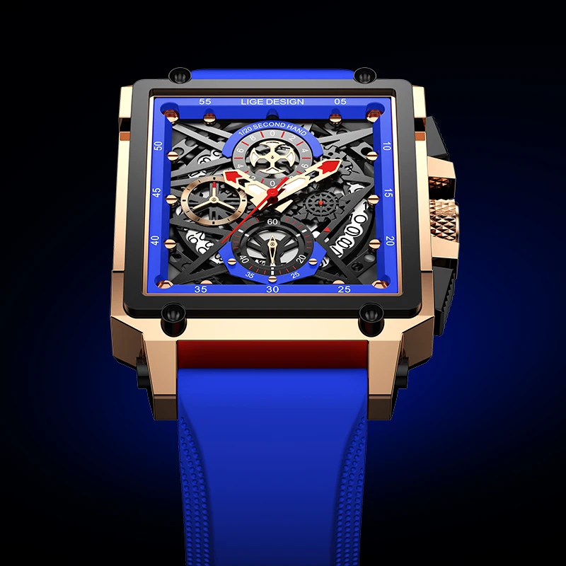 LIGE Men's Sports Chronograph  - Silicone Band Replacement 评论和价格