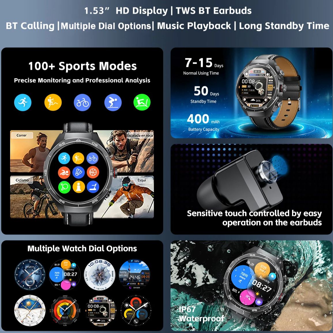 NFC Headset Smart Watch 2 in 1 - Smartwatch Nexus 评论和价格