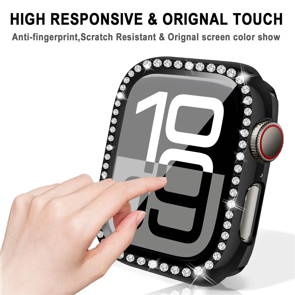 Glass+Diamond Case For Apple w - Smartwatch Band Accessories 评论和价格
