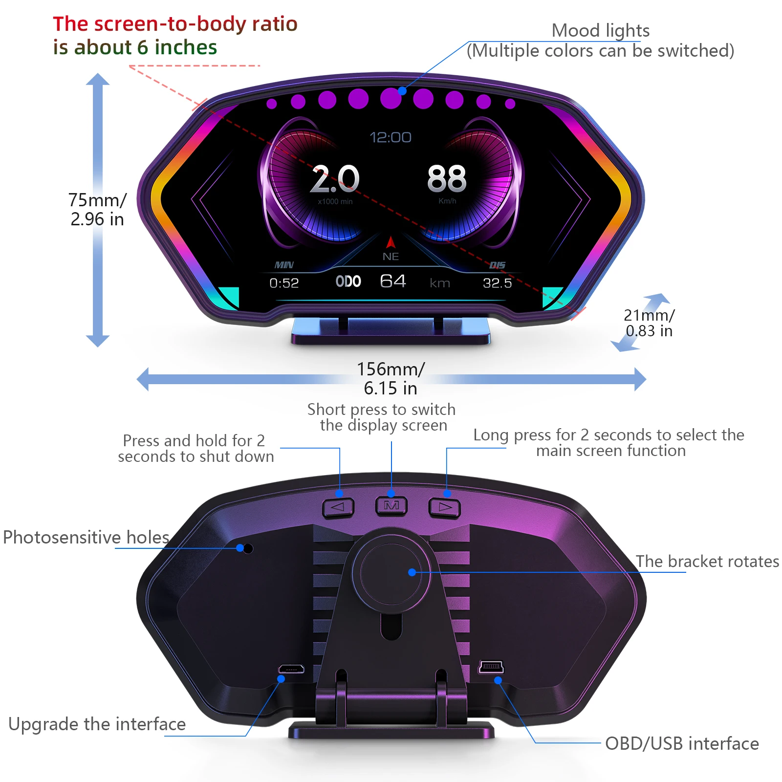 New Universal Smart Gauge 6Inc - Smart Accessories 评论和价格