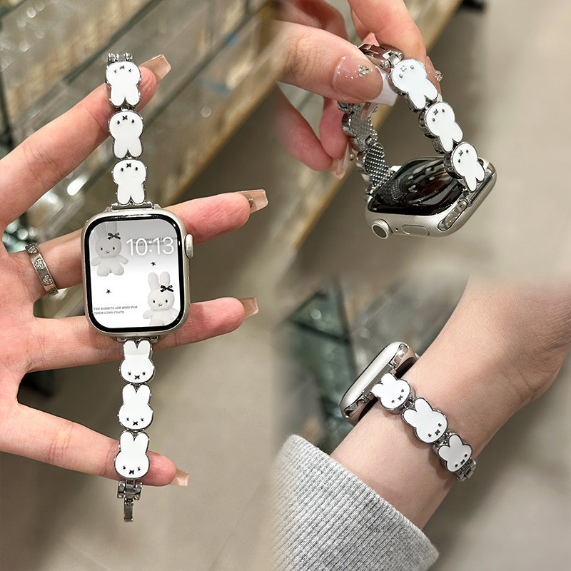 Miffy Rabbit Leather Watch Ban - Apple Smartwatch Accessories 评论和价格