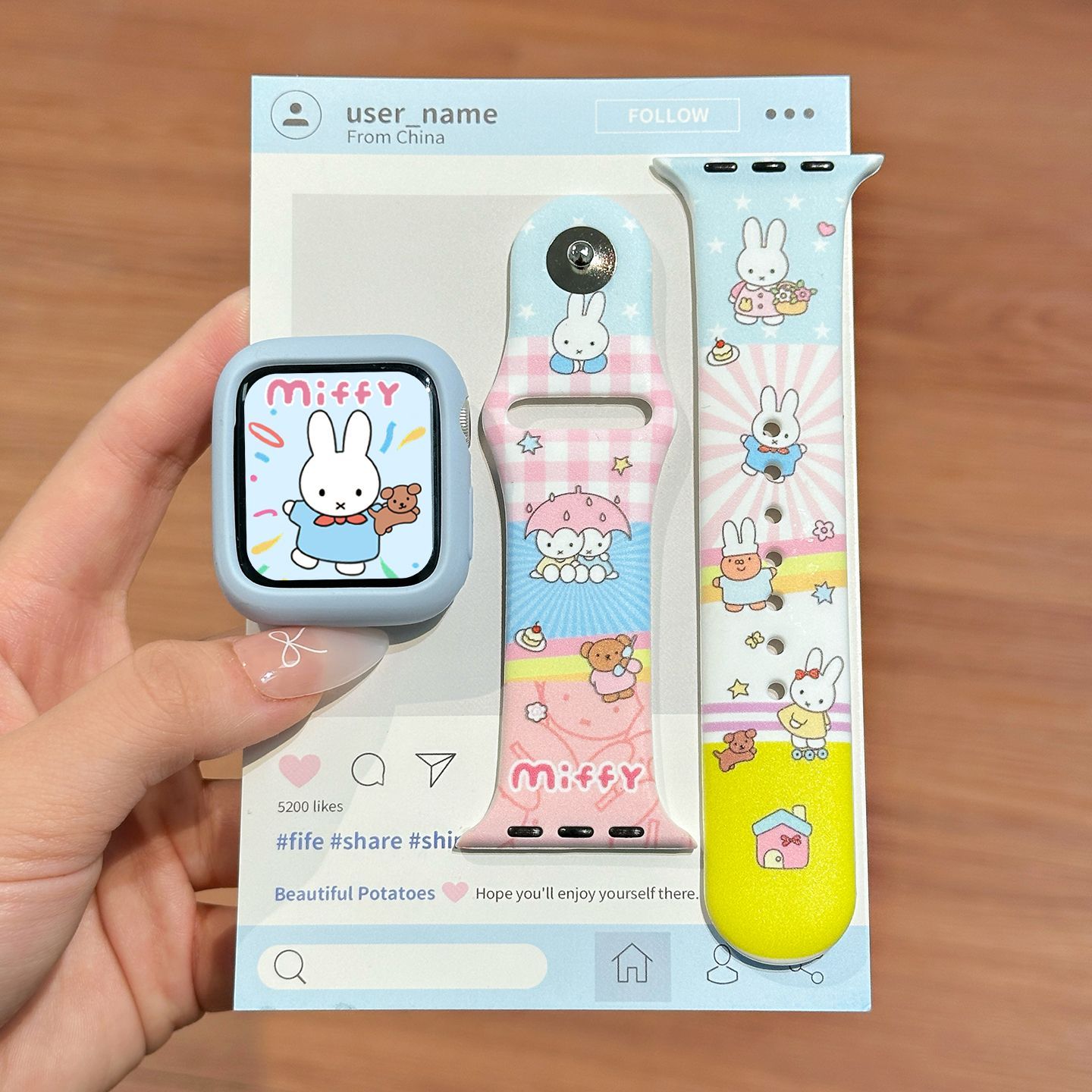 Dopamine Color Miffy Silicone  - Apple Smartwatch Accessories 评论和价格