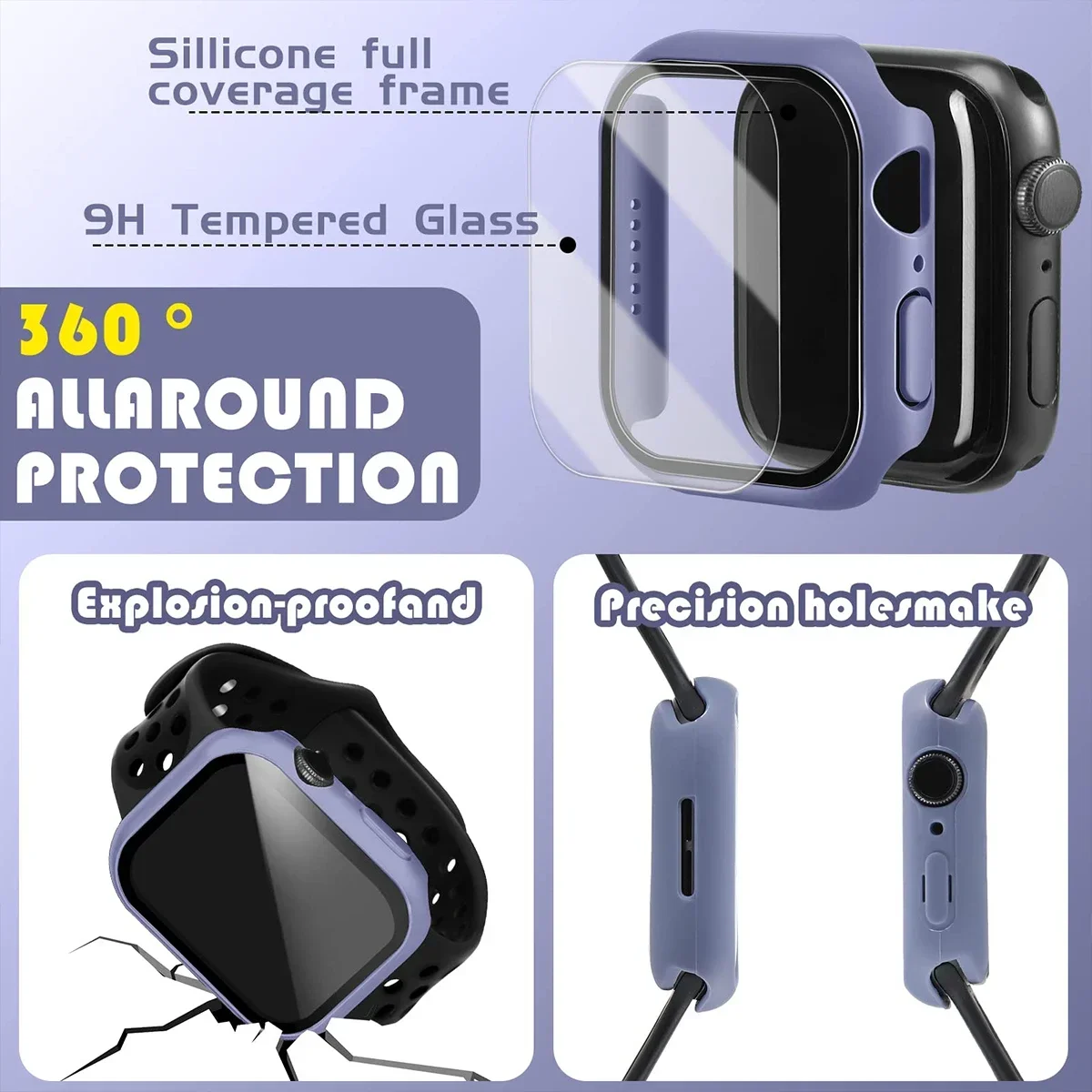 Tempered Glass+Cover For Apple - Smartwatch Band Accessories 评论和价格
